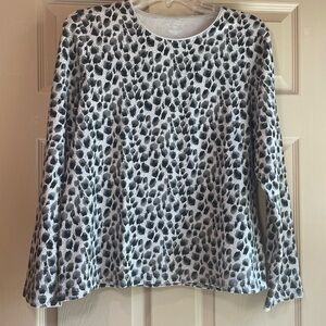 Kim Rogers Women's Black, Gray, and‎ Tan Long Sleeve Leopard Print Top, Size PL